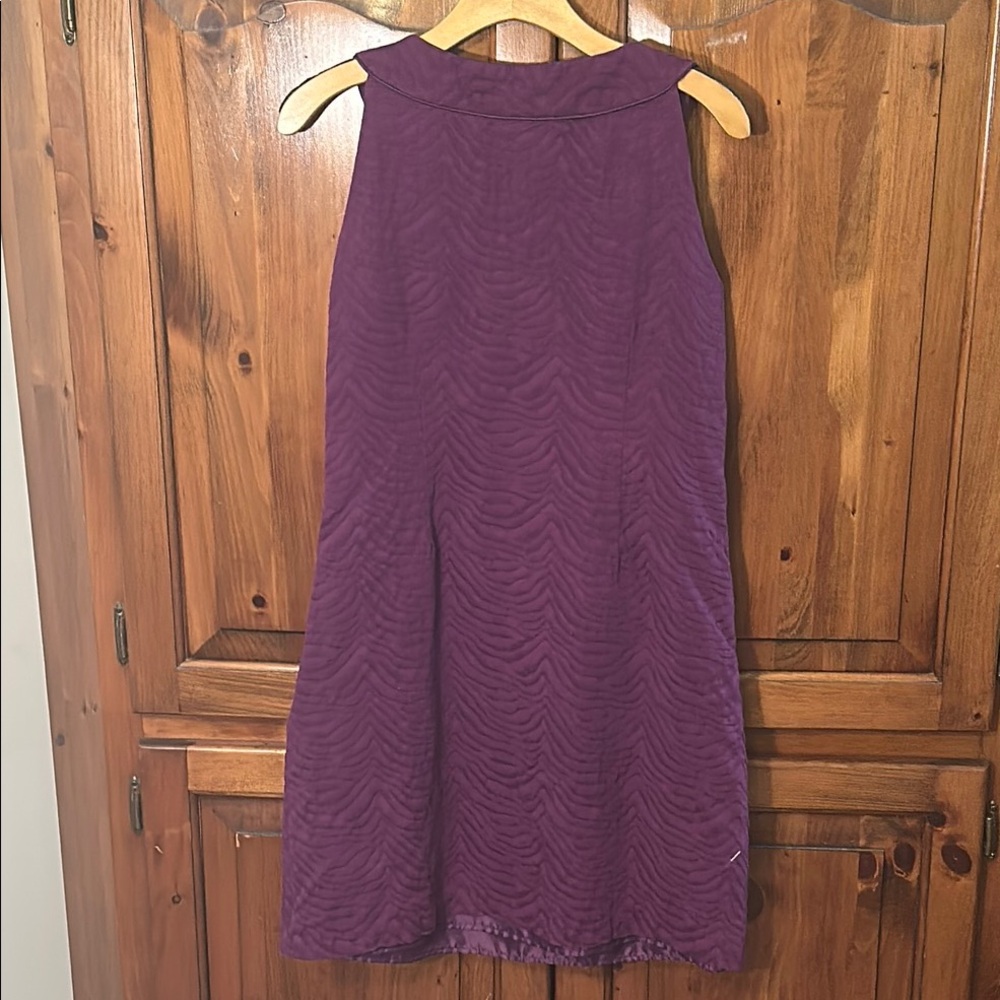 Purple Sleeveless Dress with Button Detail - Picture 3 of 4